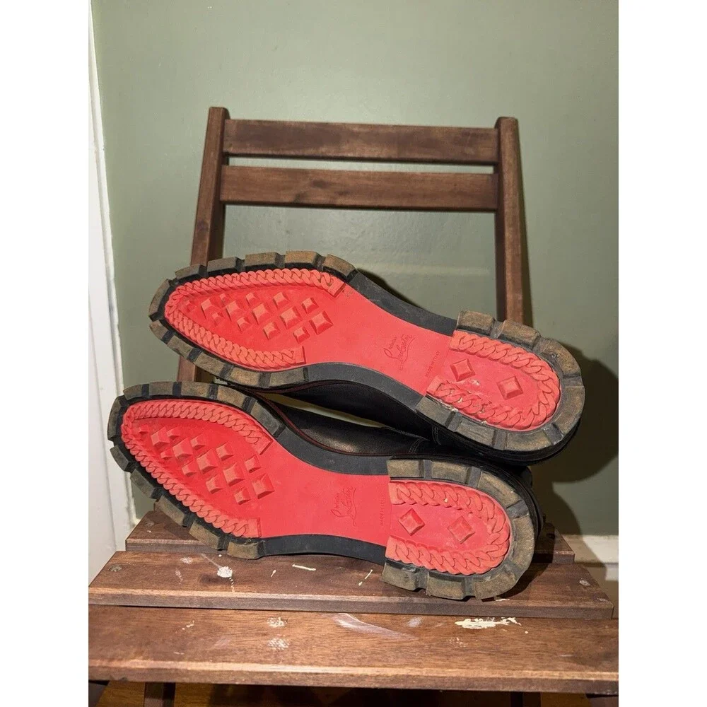 Authentic CHRISTIAN LOUBOUTIN Melon Spikes leather Chelsea boots, EU 45, US 12
